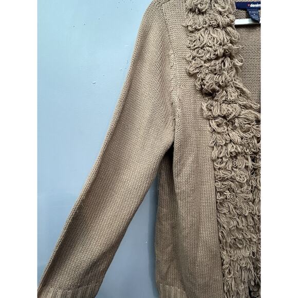 Denim 24/7 Brown Long Sleeve Open Front Cardigan Sweater Womens Medium Fringe‎ - Picture 7 of 8
